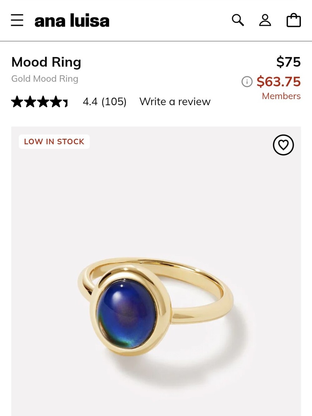 Ana Luisa Gold Mood Ring - Sz 9